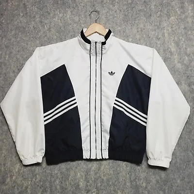 Vtg 90s Adidas Windbreaker Womens Medium Trefoil Details Full Zip Cropped • $26.95