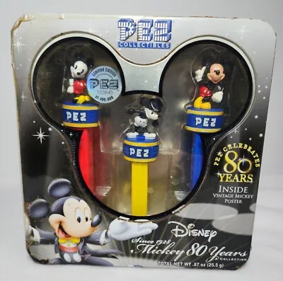 Disney-Mickey Mouse 80th Anniversary PEZ Dispenser Tin Set 2007 READ • $9.75