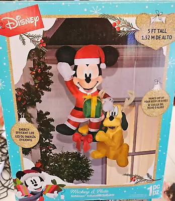 Gemmy 5ft Tall Disney's Hanging Mickey & Pluto Christmas Inflatable • $39.99