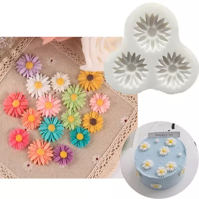 Daisy Flower Silicone Mould Chocolate Fondant Cake Topper Baking Mold Decor DIY • £3.25