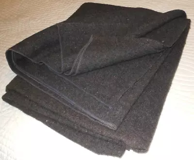 U.S. Army Navy Wool Bed Blanket Dark Gray Size 74”L X 62 W  No Tag Never Washed • $47