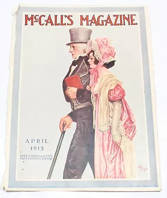 £19.93 • Buy McCall's Magazine April 1913 Couple Regency Fashions Pink Bonnet Cover Only