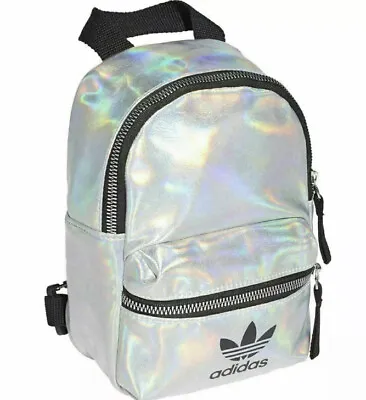 Adidas FL9633 Silver Metallic Iridescent Mini Backpack Airliner Free Shipping • $77.79