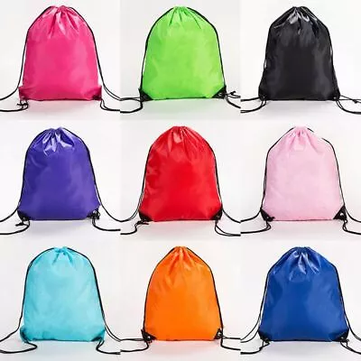 Waterproof Sport Gym Fitness Travel School PE Bag Drawstring Backpack UK POST • £3.49