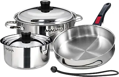 Products A10-362-IND 7 Piece Induction Cook-Top Gourmet Nesting Stainless Steel • $245.99