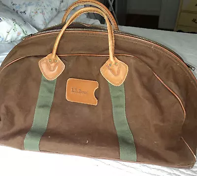 LL Bean Vintage Duffle Canvas Leather Bag • $170