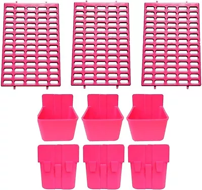 9 Pack Cage Supplies 3 Resting Mat &6 Food & Water Coop Cups (Pink) • $39.99