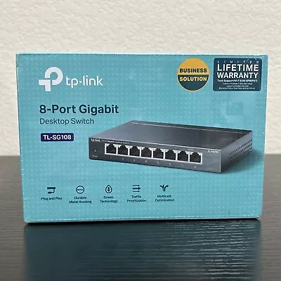 NEW TP-LINK TL-SG108 8-Port Switch Gigabit 10/100/1000Mbps Desktop Switch SEALED • $14.99