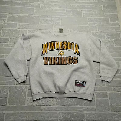 VINTAGE Minnesota Vikings Sweatshirt Adult L/XL Cotton Grove Thumbs Up Athletics • $37.44