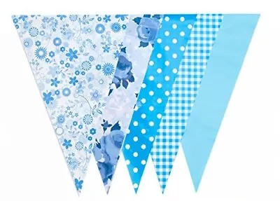 Blue Vintage 10 Metre PVC Bunting With 20 Pennants Tea/Garden/Birthday Party • £2.75