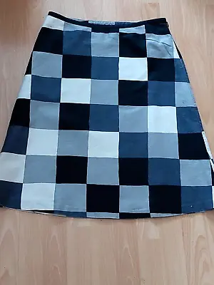 Vintage LAURA ASHLEY Linen Blend A Line Check Skirt Size UK 12 • £15