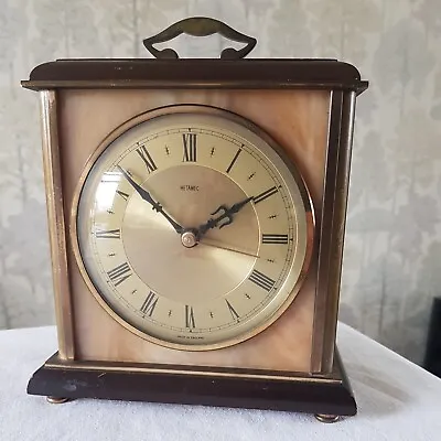£29.99 • Buy Vintage Metamec C Battery Carriage Clock Brass Bound Faux Onyx Marble  19cm Tall