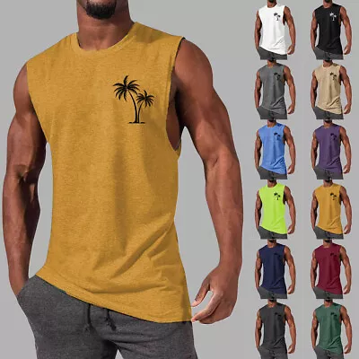 Mens Sport Vest Tank Tops Muscle Gym Fitness Training Bodybuilding T Shirt Tee • £2.99
