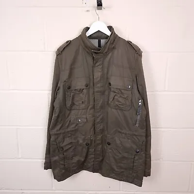 MARC O POLO Jacket Mens 2XL Hooded Field Coat Military M65 Canvas Olive Green • £34.90