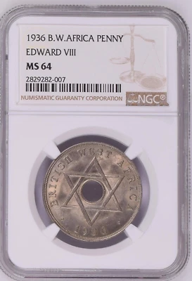 £39.99 • Buy 1936H Penny MS64 British West Africa NGC