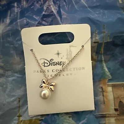 Disney Parks Minnie Mouse Faux Pearl Gold Color Necklace NEW • $16.99