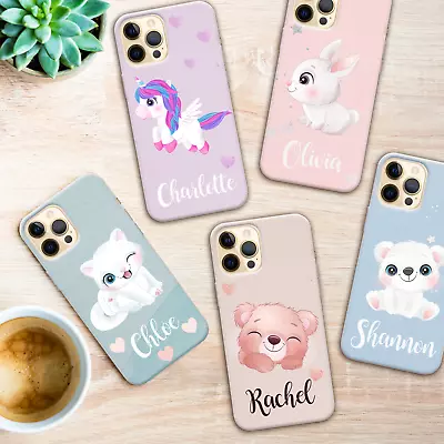 Personalised Phone Case Cute Kids Gift Name Silicone Cover For IPhone 13 12 15 • £3.99