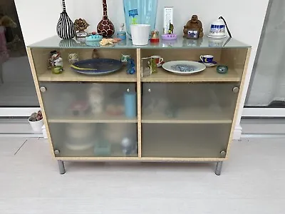 Ikea Jussi Sideboard With Frosted Glass Doors COLLECTION ONLY For 50% To Charity • £35