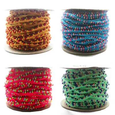 £2.99 • Buy Mini Pom Pom Bobble Trim Quality Pompom Trimming Tiny Fringe DIY Craft Per Metre