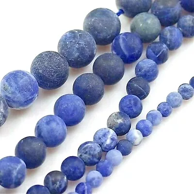 Blue Sodalite Matte Round Spacer Natural Smooth Bead 15  4 6mm 8mm 10mm Bulk Lot • $3.99