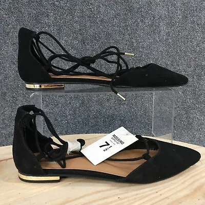 Mossimo Supply Co Shoes Womens 7.5 Gretel Lace Up Flats Black Strappy Casual NEW • $9