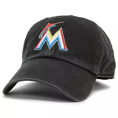 47 Brand Adult Miami Marlins Basic Logo Clean Up Home Adjustable Hat-Black O/S • $14.99