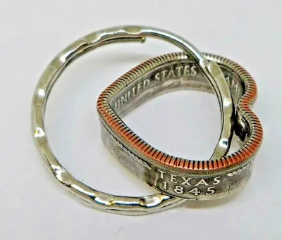 COIN HEART KEYCHAIN   US STATE QUARTER You Pick The State Coin Rings Too • $19.99