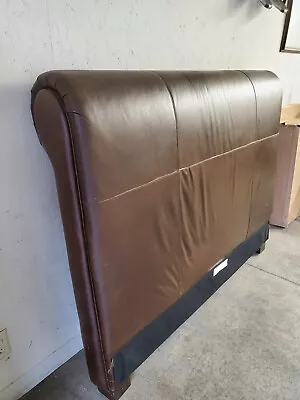 Pottery Barn Queen Chocolate Leather Headboard And Metal Frame • $225