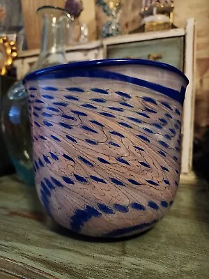 Signed And Dated Handblown Crackle Glass Bowl • $18