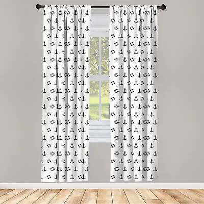 Nautical Curtains 2 Panel Set Anchors And Lifebuoys • £23.99