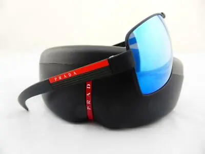 $229 • Buy PRADA SPORT Sunglasses 54IS DG02E0 Black Rubber - POLARISED Blue Mirror Lenses