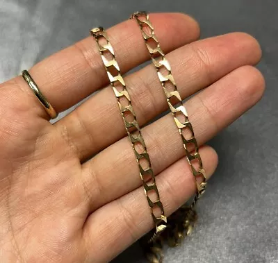 9ct Yellow Gold Flat Square Curb Chain | Preowned Hallmarked Mens Gold Chain • £345