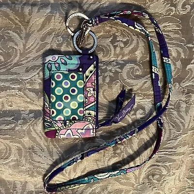 VERA BRADLEY ID Key Chain Wallet Green Paisley With Removeable 16  Lanyard • $9.95