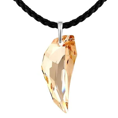 Leather Chain Made With Swarovski Crystal Wolf Fang Charming Long Necklace • $59.99