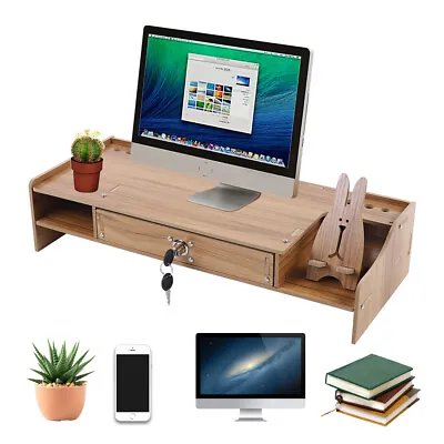 Computer Laptop Shelf Display Holder Organizer Monitor Riser Stand With Drawer • $27