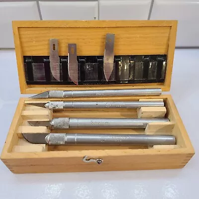 Vintage X-Acto XACTO Workshop Knife Small Tool Set In Wood Box Aluminum Handle • $20