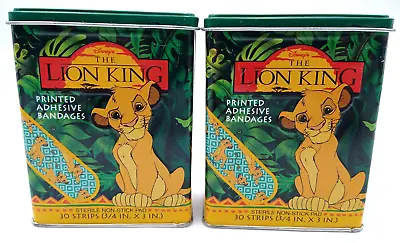 Lot Of Two VTG 1994 Band Aid LION KING Bandage Embossed Tin / Box Simba Disney • $12.32