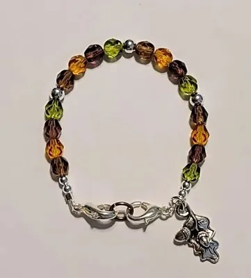 Fall Colors Czech Glass Beads Medical Alert ID Replacement Bracelet 6.5  • $8.50