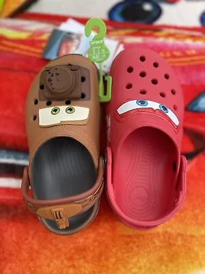 Lightning McQueen And Mater Crocs Set Size 12 Kids One Of Each Shoe Disney Cars • £98.97
