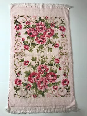 Vintage Pink Hand Towel With Shades Of Pink Roses Design • $12.25