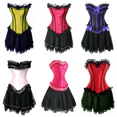 Burlesque Moulin Rouge Can Can Girl Fancy Dress Outfit Corset Skirt 8 10 12 14  • £14.99