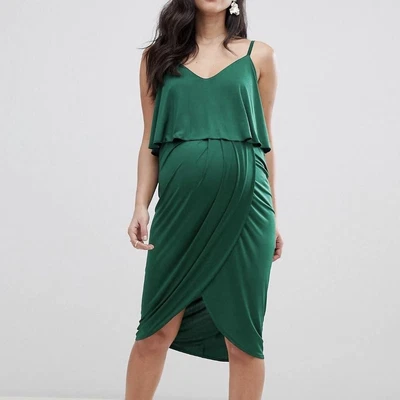$8.90 • Buy ASOS Maternity Green Slinky Wrap Dress Size 10