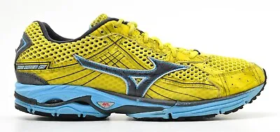 Womens Mizuno Wave Rider 15 Running Shoes Size 11 Yellow Blue Black 410460 3298 • $29.95