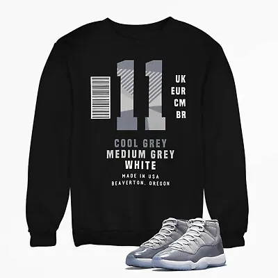 Sneaker Box Label Sweatshirt To Match Air Jordan 11 Cool Grey CT8012-005 • $35.99