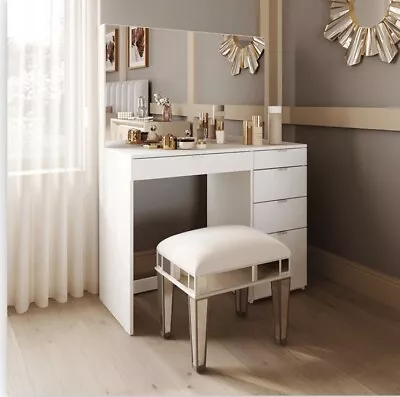 Polifurniture Linden Modern Bedroom Makeup Vanity Table White Finish • $239.87