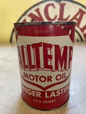 $15.50 • Buy Vintage 1 Quart AllTemp Longer Lasting Motor Oil Can Full