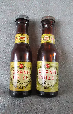 Vtg Grand Prize Mini Beer Bottle Salt & Pepper Shakers Gulf Brewing Houston Tx • $26.99