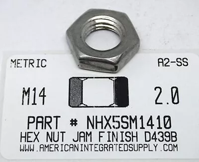 M14-2.00 Hex Jam Nuts A2 Stainless Steel (5) • $10.50