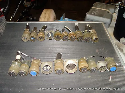 Lot 20 Assorted Used Amphenol Miltary Aircraft Connectors Free Shipping! B  • $64