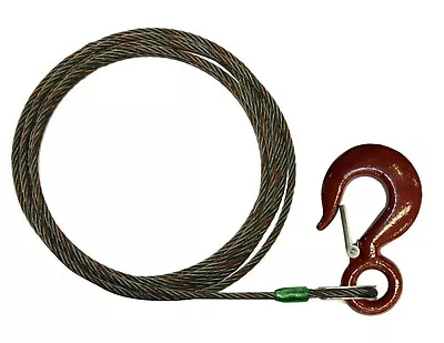 3/8  X 75' Steel Core Wire Rope Winch Line Wrecker Cable Hoist Hook Latch • $64.99